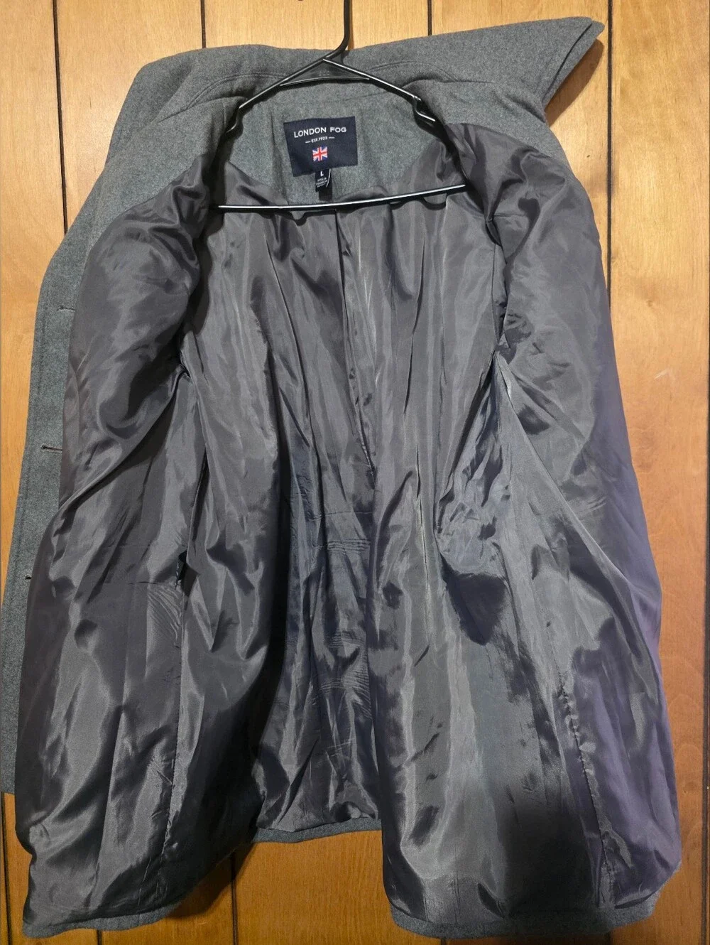 London Fog Women's Wool Blend Charcoal Gray Pea Coat-Size Large - Picture 4 of 4